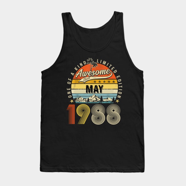 Awesome Since May 1988 Vintage 35th Birthday Tank Top by Red and Black Floral